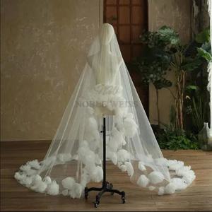 이브닝 헤어 액세서리용 긴 신부 베일, 3D 플라워 웨딩 베일, 맞춤형