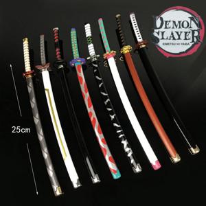 25cm 악마 슬레이어 Katana Swords Kimetsu No Yaiba 사무라이 검 실제 크기 일본 Katana 애니메이션 코스프레 홈 인테리어