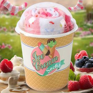 남녀공용 세련되고 독특하고 재미있는 아이스크림 패턴 선물 양말, 모든 계절에 적합, 1 쌍