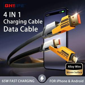 Apple 27W 고속 충전 데이터 케이블 65W USB 유형 C 케이블 4 in 1 for iPhone 15 14 13 Pro Max Samsung Xiaomi Huawei iPad USB 케이블