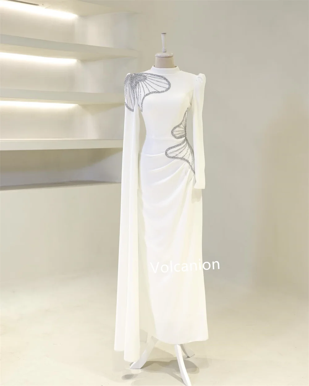 맞춤형 쉬폰 패턴 스팽글 시스 하이 칼라 미디 드레스 맞춤형 행사 댄스 파티 우아한 품질