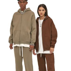 사용자 정의 로고 가을, 겨울 신제품 벨벳 두꺼운 350g 고품질 지퍼 스웨터 바지 남성과 여성 커플 정장