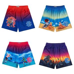 2025 신상 여름 EE 에릭 엠만 베이직 메쉬 반바지 클래식 플로럴 프린트 짐 반바지 남성용 헬스 농구 스포츠 비치 반바지