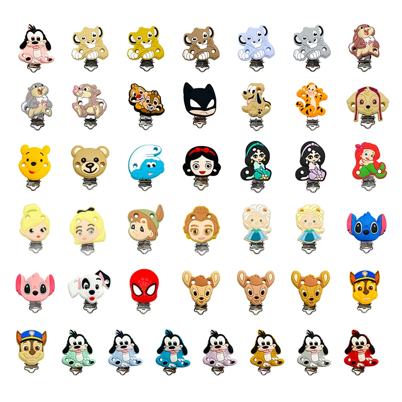 DIY 아기 젖니가 남 목걸이 더미 홀더 아기 액세서리에 대 한 3pcs 디즈니 실리콘 모델링 젖꼭지 클립