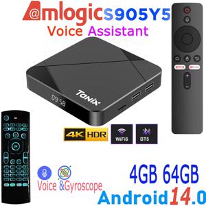 TANIX TX5 Amlogic S905Y5 안드로이드14.0 4K 비디오 LAN Wifi6 BT5.0 음성 비서 리모컨 게임 미디어 스틱 스마트 TV 박스