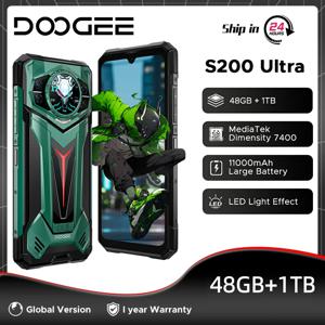 DOOGEE S200 울트라 5G AI 러기드 폰 48GB+1TB 라이트 이펙트 1.34인치 후면 디스플레이 디멘시티 7400 11000mAh 66W NFC WiFi6E 스마트폰