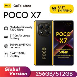 【브랜드+】POCO X7 스마트폰 디멘시티 7300-울트라 6.67인치 120Hz AMOLED 디스플레이 45W 5110mAh 50MP 카메라 IP68 샤오미 하이퍼OS NFC