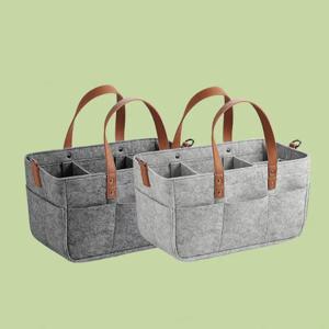 유아용품 정리 바구니, 유모차 수납 가방, 펠트 수납 자동차 수납 가방 PU 손잡이 엄마 가방 다층