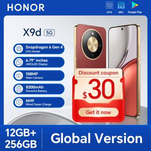 【브랜드+】HONOR X9d 글로벌 버전 스마트폰 6.79인치 120Hz 화면 스냅드래곤 6 Gen 4 108MP AI 카메라 8300mAh 66W 슈퍼 충전