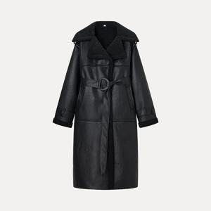 2025년 가을 여성용 롱 웜 칼라 코트 개성 있는 다용도 일상복 자다타 브랜드 유럽 스타일 가죽 재킷