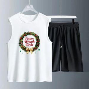 남성용 탱크탑 세트 폴리에스터 반팔+반바지 통기성 좋은 신상 남성 세트 여름 패션 스웨트셔츠 세트 축구