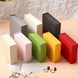 듀얼 오픈 마그네틱 플립 주얼리 포장 상자 귀걸이 목걸이 반지 주얼리 정리함 두꺼운 크라프트 종이 주얼리 상자