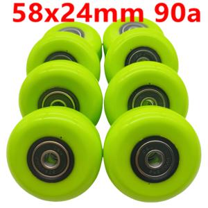 공격적인 스케이트 휠 59mm 90A 58mm 59x24mm 92a 8개/세트 녹색