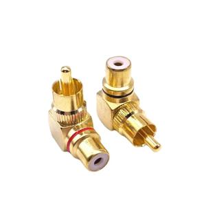 구리 L 자형 RCA 직각 엘보 90 도 수컷 변환 헤드, 1 수컷 1 암컷 벽 신호 케이블 보물, 2 개, 신제품
