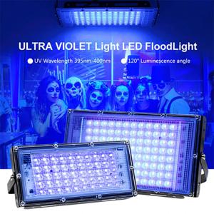 50W 100W LED UV 블랙 조명 무대 블랙 라이트 자외선 홍수 효과 빛 할로윈 크리스마스 댄스 DJ 디스코 파티 바