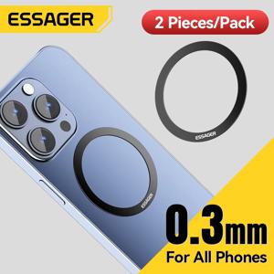 Essager 2PCS 자기 금속 반지 0.3mm 범용 스티커 iPhone 15 14 Pro MagSafe 자석 삼성 무선 충전 플레이트