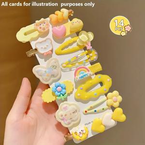 귀여운 노란색 머리핀 14개는 달콤하고 다재다능합니다.