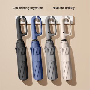 20 뼈 방풍 강한 105CM 남성용 강화 자동 접이식 우산, 대형 버클 핸들 방풍 및 방수