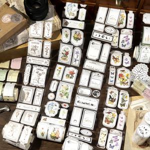 Yoofun 레트로 천연 식물 꽃 티켓 스티커 테이프, 빈티지 스크랩북 장식, 마스킹 테이프 스티커, 7.5x200cm