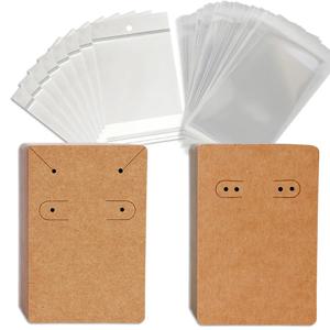 50pc 6x9cm 자기 접착 플라스틱 첼로 가방 귀걸이 디스플레이 목걸이 DIY 만들기위한 키 체인 카드 골 판지 보석 포장