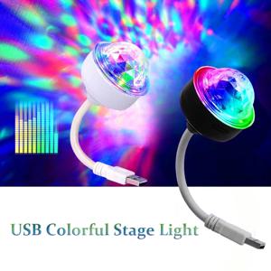 미니 USB 다채로운 무대 조명, 360 ° 만능 회전 LED 프로젝터 조명, DJ 자동차 음성 제어, 파티용 분위기 조명, 6W
