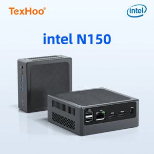 TexHoo 미니 PC Intel N150 N100 Windows 11 Pro는 최대 16GB DDR4 2T NVME SSD USB3.2 듀얼 HDMI 데스크탑 게임용 컴퓨터를 지원합니다.