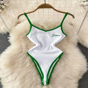 포암리나 여름 스파이스 걸 화이트 서스펜더 조끼 바디수트, 레트로 슬림 스키니 민소매 하의 점프수트 상의