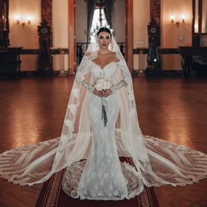 Eightree 2025 인어 웨딩 드레스, 보호 연인 긴 소매 신부 원피스, 베일 없는 웨딩 무도회 가운, 맞춤형