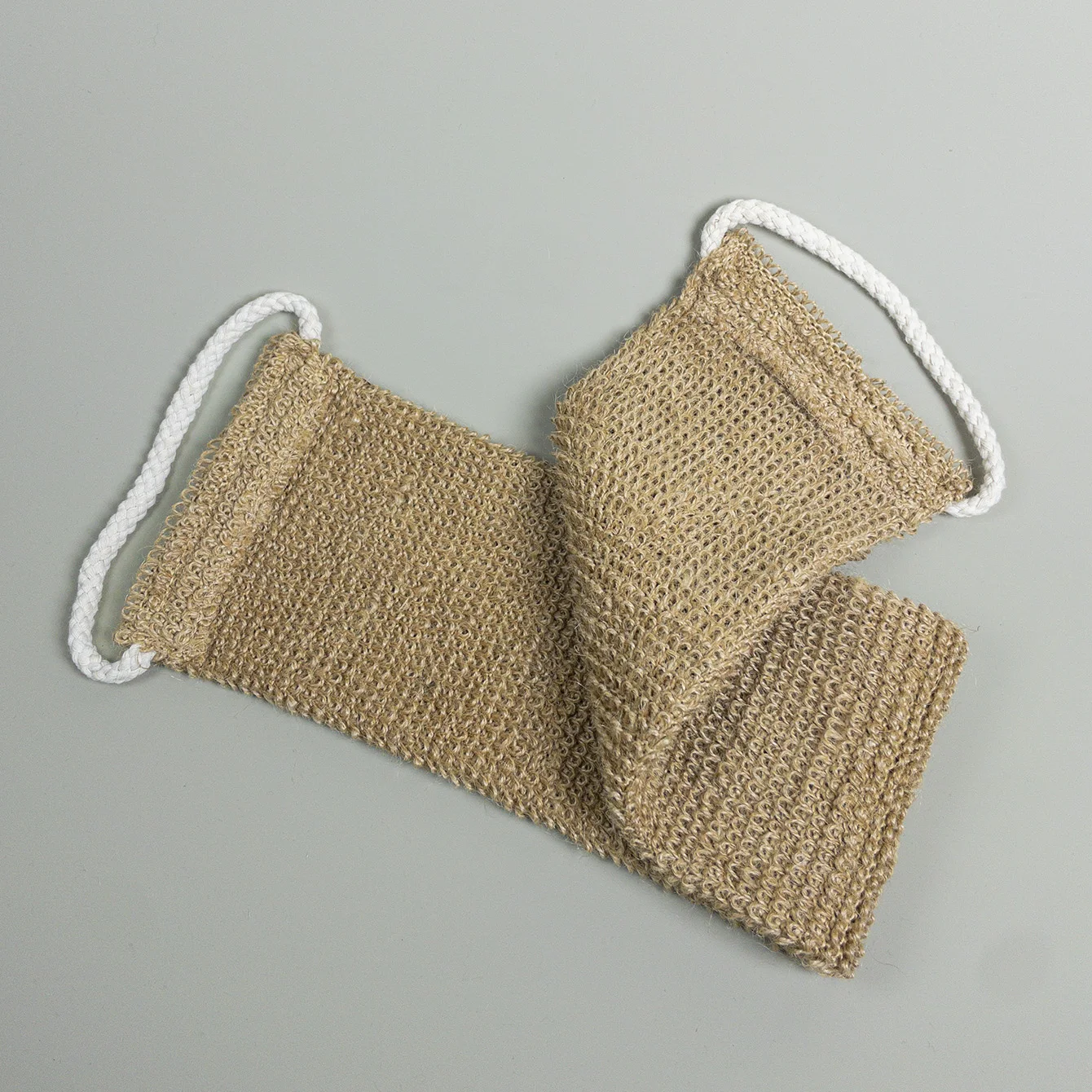 천연 황마 엑스폴리에이팅 백 스크러버, 1피스 엑스트라 펌 코튼 핸들 딥 클렌징을 위한 견고한 엑스폴리에이팅 목욕 스트랩