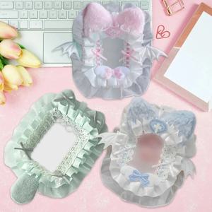 DIY 플러시 레이스 포커 카드 홀더 K팝 포토카드 케이스 리본 로리타 스윗 탑로더 애니메이션 이타백 장식품 ID 카드 디스플레이