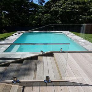 야외 알루미늄 U 채널 프레임리스 유리 난간 시스템 (발코니 핸드레일, 수영장 데크 난간용 LED 조명 포함)