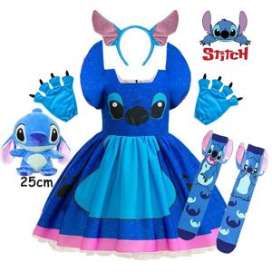 아기 영화 스티치 역할 놀이 의상 세트 만화 귀여운 공주 드레스 무대 공연 할로윈 카니발 키즈 드레스