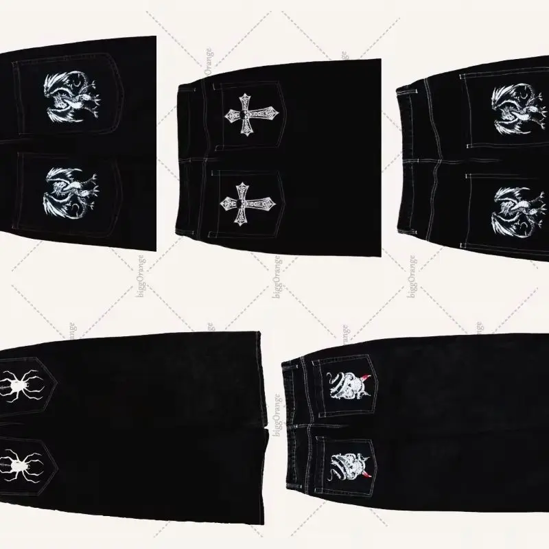 유럽과 미국의 Y2K 스트리트웨어 여성 힙합 트렌디 배기진 남성 고딕 펑크 레트로 캐주얼 하이웨이스트 스트레이트 팬츠