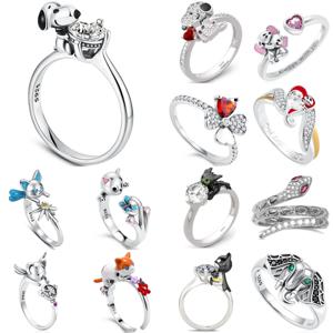 인기 판매 신상품 925 실버, 개, 코끼리, 클로버, 뱀 모양 반지 유럽 여성용 휴일 선물, 정교한 보석
