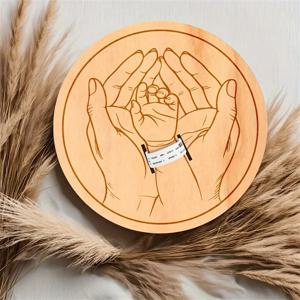 나무로 만든 아기 출생 기념 명판 원형 조각 신생아 사진 촬영 소품 베이비 샤워 선물 ﻿