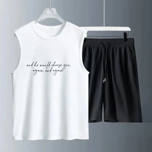 남성용 조끼 정장 여름 민소매 프린트 탱크탑 + 반바지 축구복 	 남성 트레이닝복 트랙슈트 남성용 빠른 건조