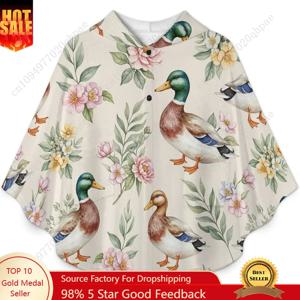 아늑한 플란넬 담요 스웨터, 오리 꽃 잎 어린이와 청소년을 위한 주머니가 있는 오버사이즈 후드티