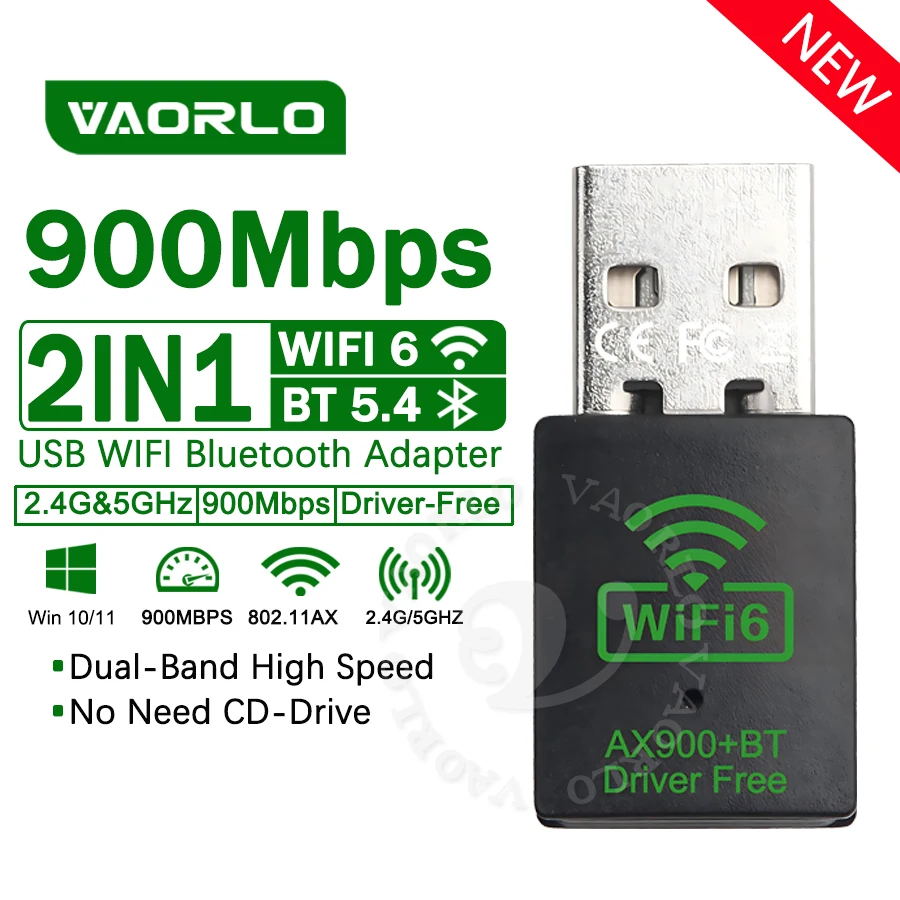 900Mbps USB WiFi 블루투스 어댑터 2 IN 1 듀얼 밴드 2.4G/5GHz Wi-Fi 동글 고속 무선 네트워크 카드 수신기 802.11AC PC 노트북 지원 Win10/Win11