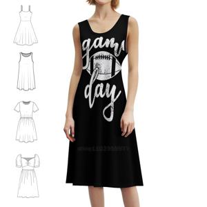 게임 데이 축구 애호가 긴 소매 티셔츠 보헤미안 민소매 드레스 멀티 프린트 비치 휴가 파티 드레스 게임 데이 축구