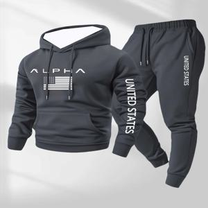2025 가을 및 겨울 신상 Y2K 스포츠 세트 후디 남성 패션 오버사이즈 데일리 피트니스 편안한 스트리트 투피스 세트 상의+하의