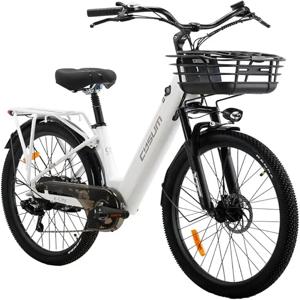 새로운 cysum X-city 전기 자전거 여성용, 26인치 전기 통근 자전거, 250w 모터, 48v 10.4ah 탈착식 배터리, 시티 전기 자전거