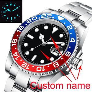 DIY 사용자 정의 로고 40MM 사파이어 8215자동 NH35Mechanical MensRelogio Masculino 손목 시계 멸균 다이얼 세라믹 10Bar 빛나는