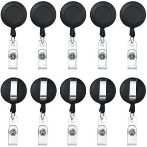 10pcs 개폐식 끌어 오기 배지 릴 플라스틱 ID 매는 밧줄 이름 태그 열쇠 고리 체인 클립 병원 간호사 배지 홀더 자격 증명 홀더