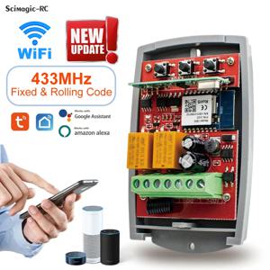 Tuya WIFI 차고 문 오프너 게이트 수신기 2ch 433mhz 433.92mhz 범용 고정 롤링 코드 멀티 브랜드 컨트롤러 스위치