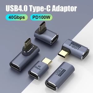 Macbook 40Gbps 고속 USB C OTG U 자형 직선 각도 남성-여성 어댑터 용 USB 4.0 PD 100W 8K 60Hz 충전기 커넥터