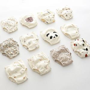 어린이를위한 코튼 베이비 트레이닝 바지 기저귀 방수 속옷 유아 팬티 빨 수있는 소년 소녀 천 기저귀 재사용 가능한 기저귀