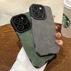 패션 무광 가죽 실리콘 케이스 아이폰 14 플러스 12 13 미니 11 16 15 프로 맥스 17 프로맥스 렌즈 보호 충격 방지 커버