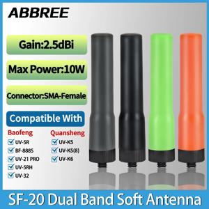ABBREE SF-20 미니 소프트 안테나 듀얼 밴드 VHF UHF SMA-여성 Baofeng UV-32 UV-5RUV-21 PRO Quansheng UV-K5 8 워키 토키