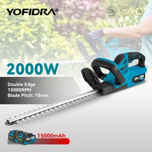 YOFIDRA 2000W 전기 울타리 트리머 15000RPM 잔디 깎는 기계 정원 조경 울타리 전정기 트리머 도구 (마키타 18V 배터리 핀용)