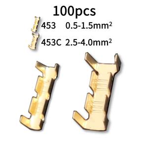30/100pcs 453u 유형 0.3-1.5mm2 터미널 커넥터 듀얼 인터페이스 터미널 전자 고정밀 노란색 구리